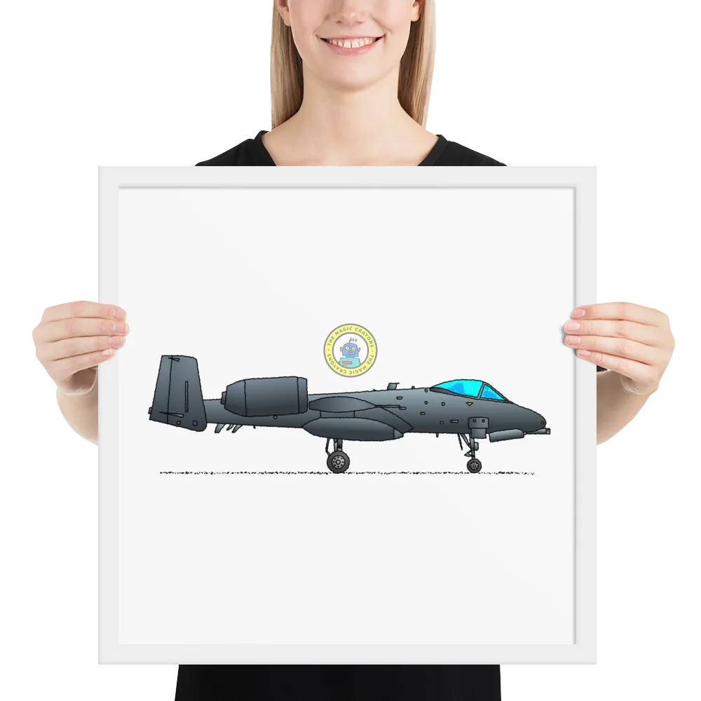 A-10 サンダーボルト II 額入りプリント、ウォートホッグ軍用戦闘機 D079