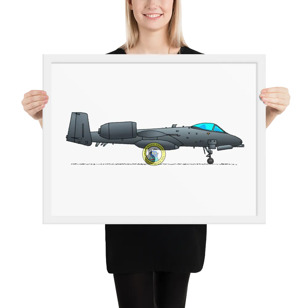 A-10 サンダーボルト II 額入りプリント、ウォートホッグ軍用戦闘機 D079