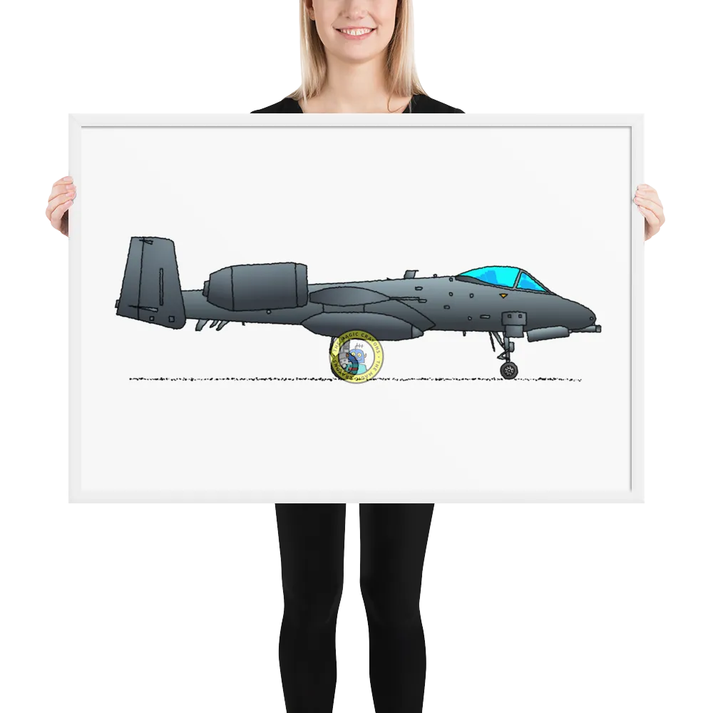 A-10 Thunderbolt II Framed Print, Warthog Military Fighter Jet D079