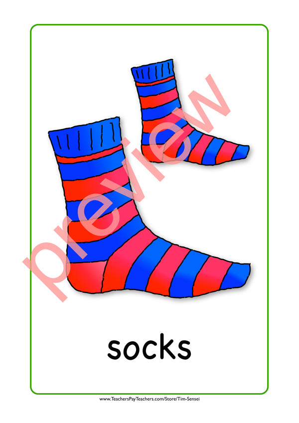 English Clothing Flash Cards | Digital Download