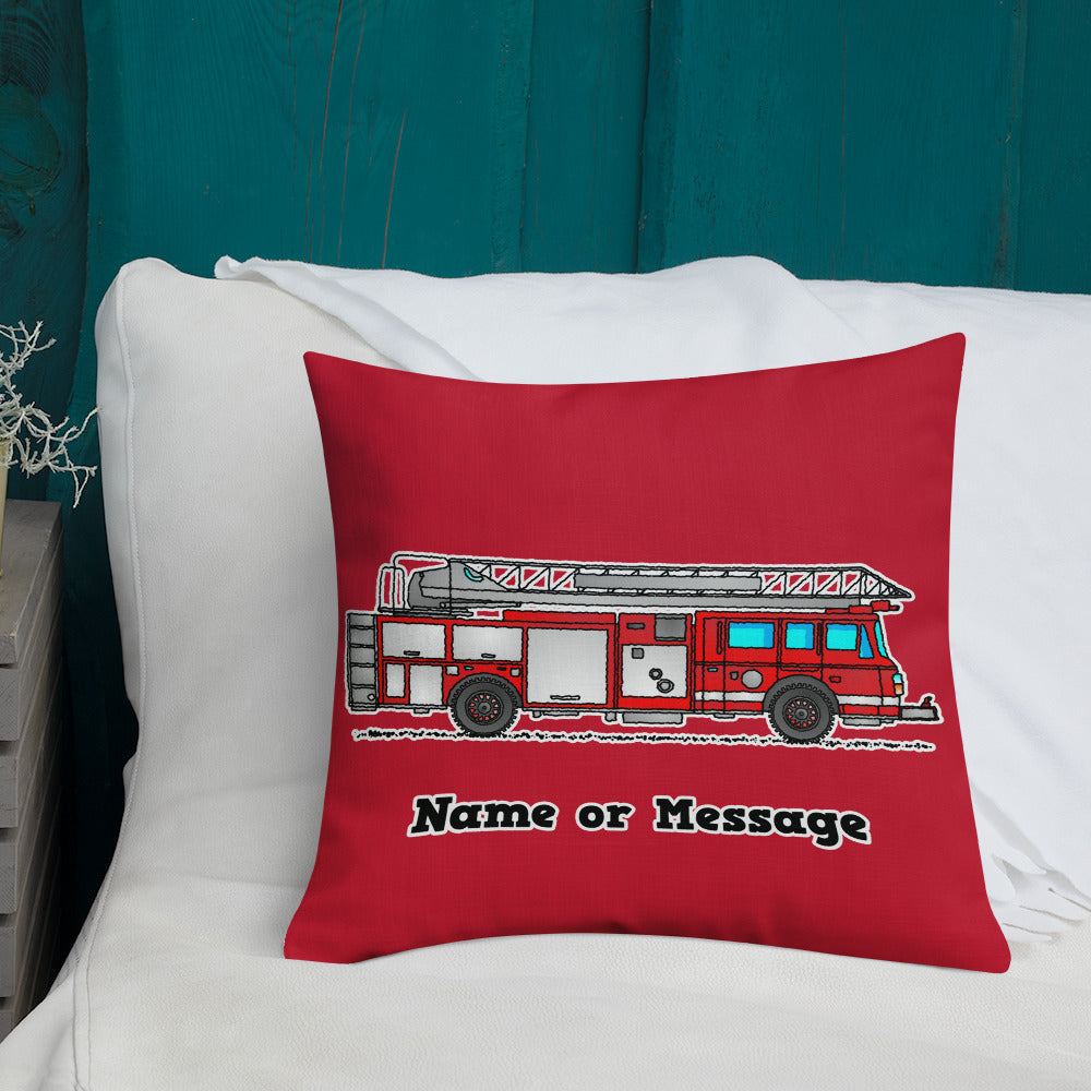 Red Fire Truck Pillow Cushion, Personalized P002