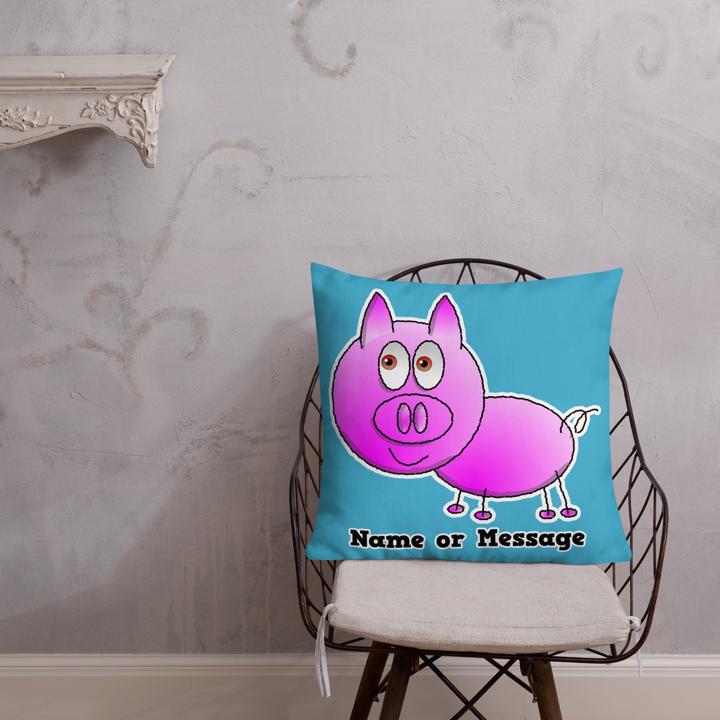 Pink Piglet Pillow Cushion, Personalized P006