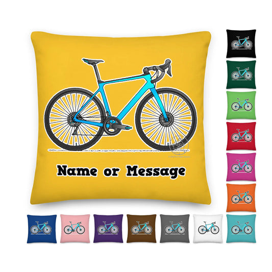 Celeste Road Bike Pillow. Custom Message.