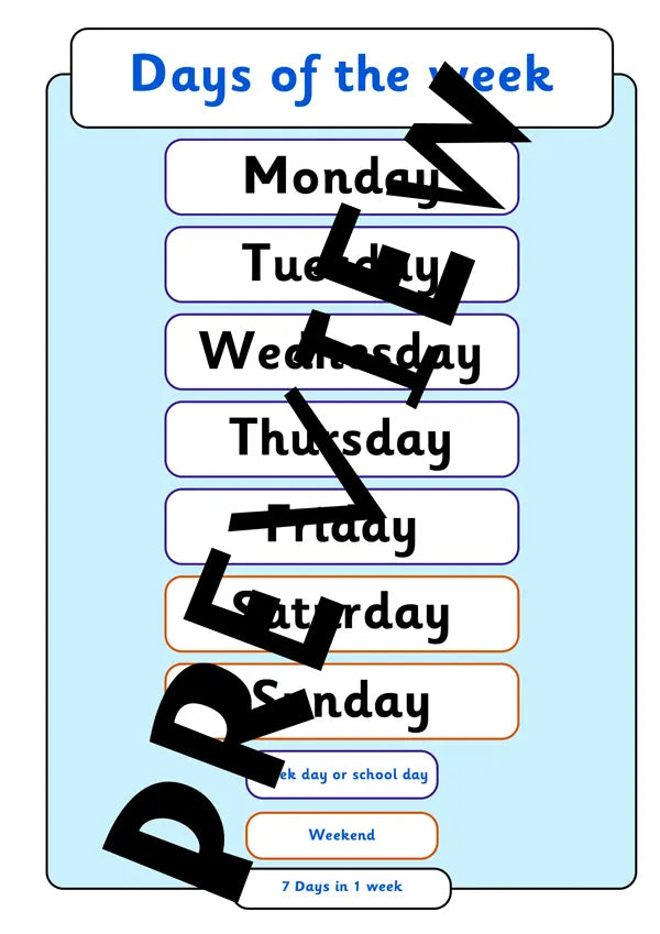 English Days of the Week Bundle | Flash Cards, Song, Classroom Posters, Calendar Cards | Digital Download