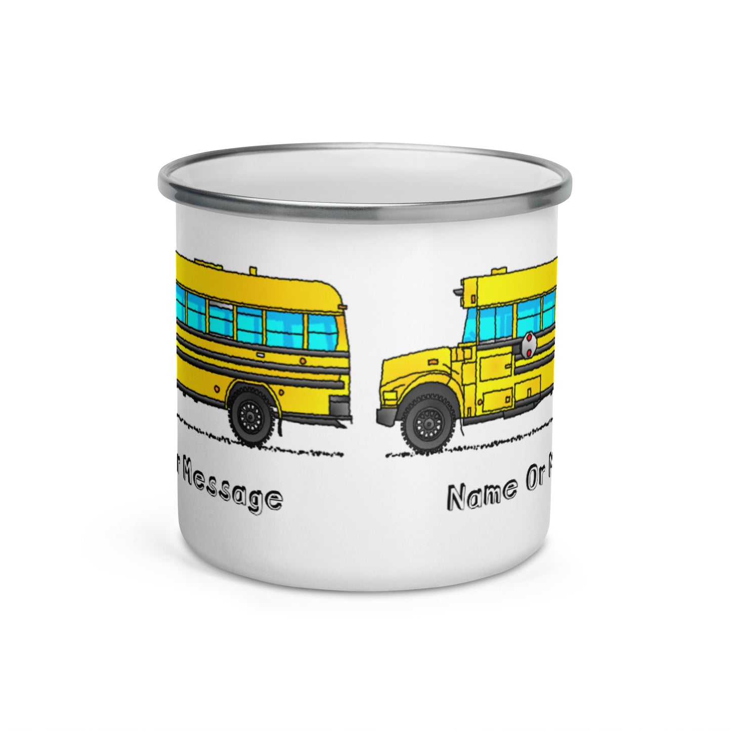 School Bus Mug for Driver or Kids. Enamel Personalized Cup T030