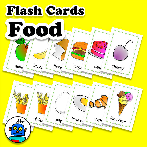 English Food and Cutlery Flash Cards | Digital Download
