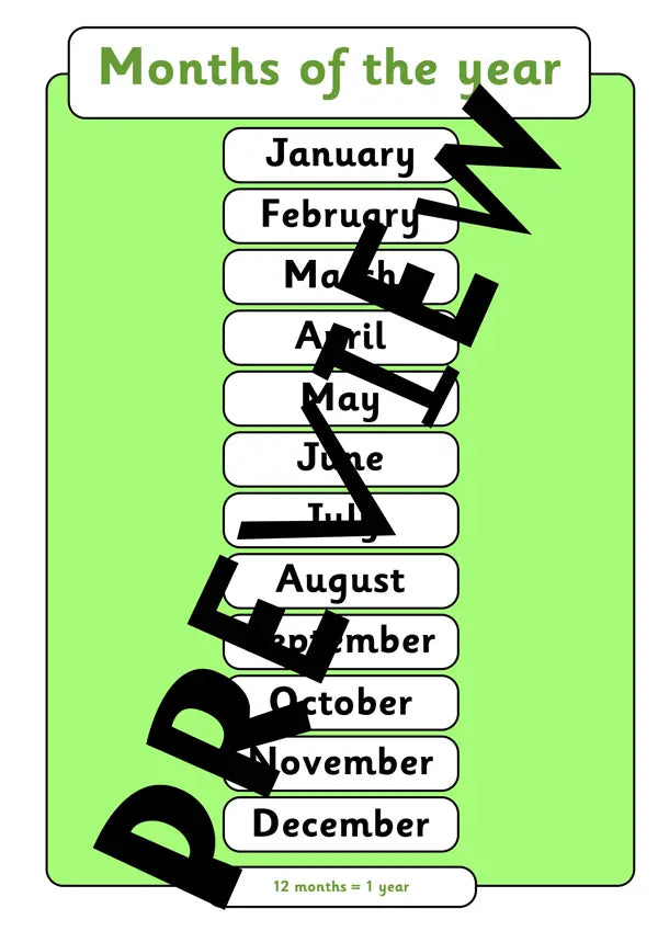 Months Of The Year Classroom Posters In Jolly Phonics Font | Digital Download