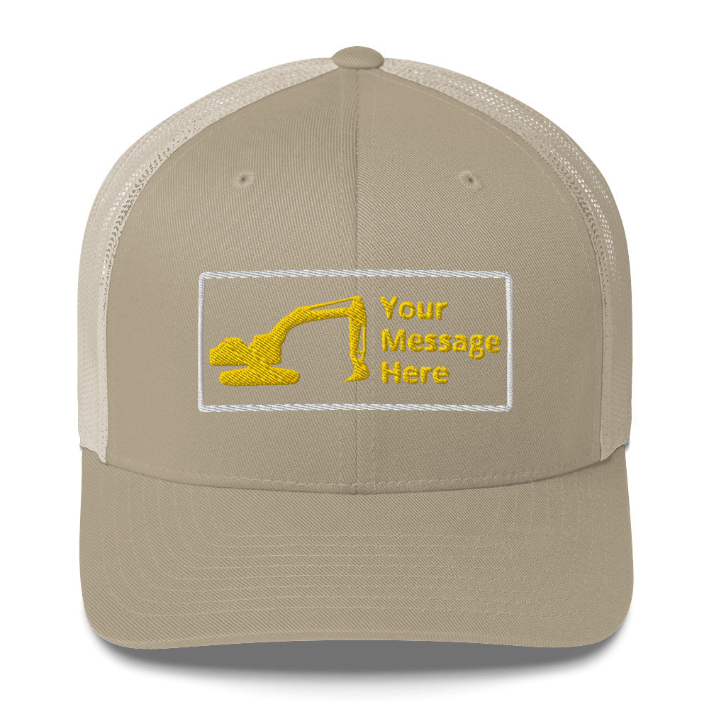 Excavator Trucker Cap. Custom Hat for Equipment Trackhoe Digger C031