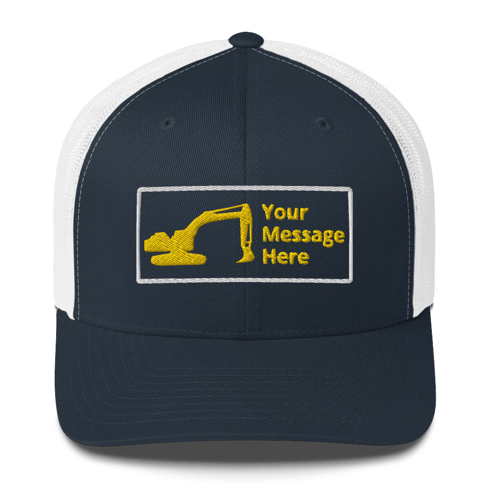 Excavator Trucker Cap. Custom Hat for Equipment Trackhoe Digger C031