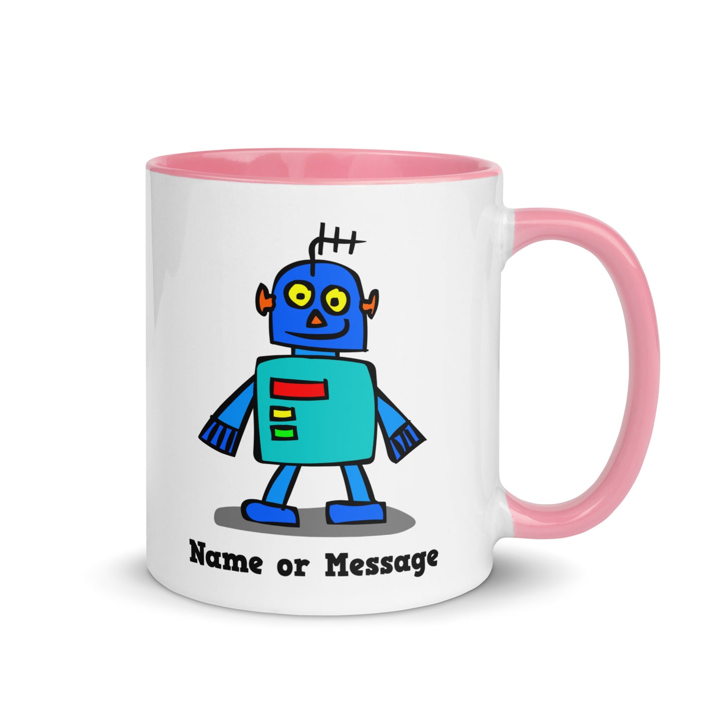Custom Blue Robots Mug. 6 Colors. Teacher Appreciation Day Gift M035