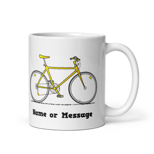 Personalised Yellow Bicycle Mug